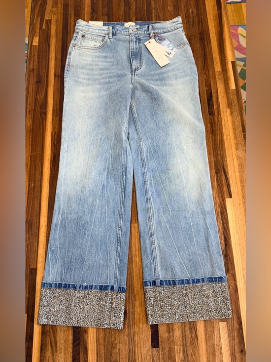 Alice + Olivia Denim - NWT - Alice + Olivia High Rise Embellished Straight Jeans Weezy in Brooklyn Blue